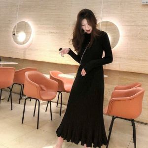 Váy len đuôi cá dáng dài váy len body thanh lịch (kèm ảnh thật)