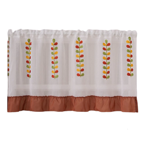 Flower Embroidered Window Curtain 150Cm Length Polyester Fabric For Bedroom Light Control Privacy Draps