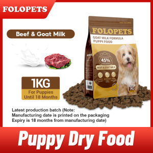 FOLOPETS All-Age Puppy Dry Food 1kg - High Protein Beef & Goat Milk Formula for Digestive & Bone Health