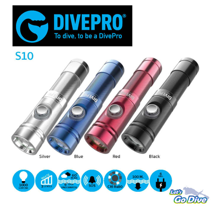 Divepro Underwater Diving Light S10 6° Doré 1000 Lumens - 75.99 EUR - prix garanti le plus bas - Plongée sous-marine