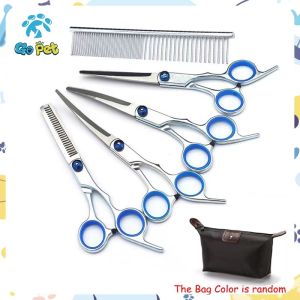 5 IN 1 Professional Pet Grooming Scissors Kit Stainless Steel Animal Hair Clippers Tool Safely Cutting Barber Tools Set For Pet Dog Cat