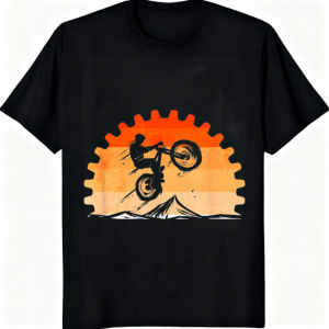 [Local Stock] VCC Gear Outline Mountain Motorbike Stunt Silhouette Print Summer Cotton Male Tee Casual Fashion Round Neck Short Sleeve Bike Top