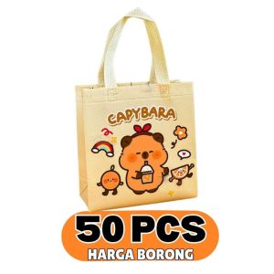 Cute Capybara Gift Bag Student Nonwovens Storage Bag Birthday Gift Tote Bag Tuition Bag