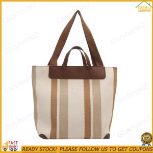 [CY] Striped Shoulder Bucket Bags For Women Large Capacity Hobo Bags Zipper Closure