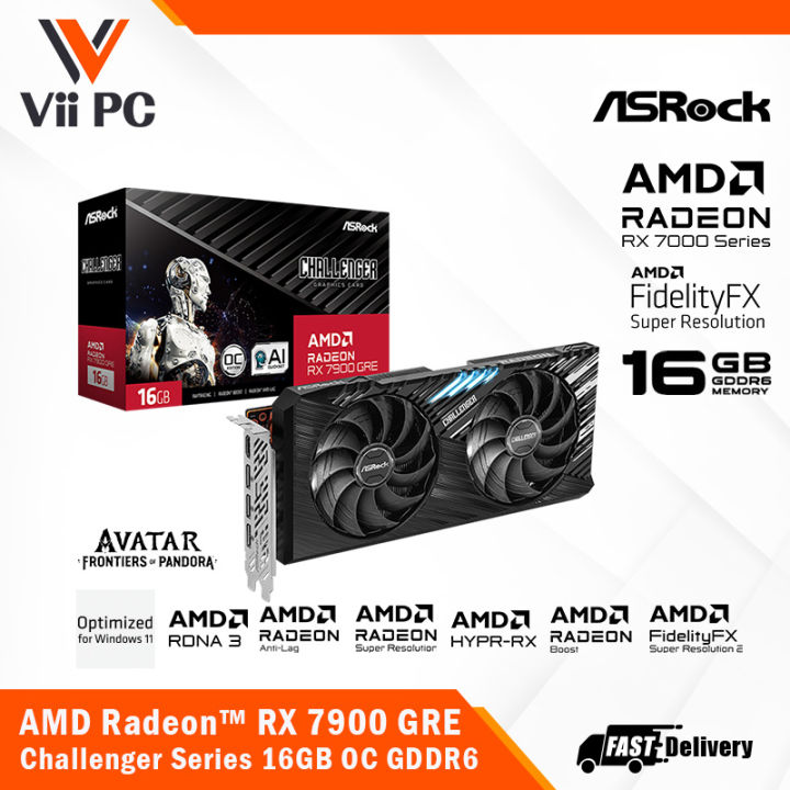 ASROCK AMD RADEON RX 7900 GRE Challenger Series 16GB OC GDDR6