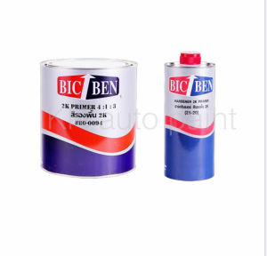 สีรองพื้น 2K พ่นรถยนต์ บิ้กเบน BICBEN ระบบ 4:1 (80-0094+21-20/2) เนื้อสีเทาอ่อน (เนื้อเยอะกลบรอยได้ดี) ชุดเล็ก กระป๋อง1/4 เนื้อ1.2กิโล น้ำยา0.24กิโล