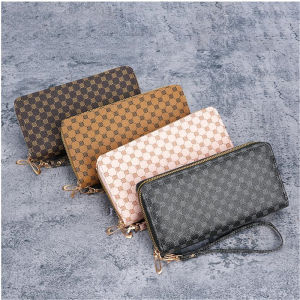 QNQN กระเป๋าสตางค์สุภาพสตรีสไตล์โบฮีเมียนแฟชั่นสบาย ๆ กระเป๋าสตางค์ยาวความจุขนาดใหญ่ซิปเหรียญกระเป๋าสตางค์คลิปเงินสีทึบ