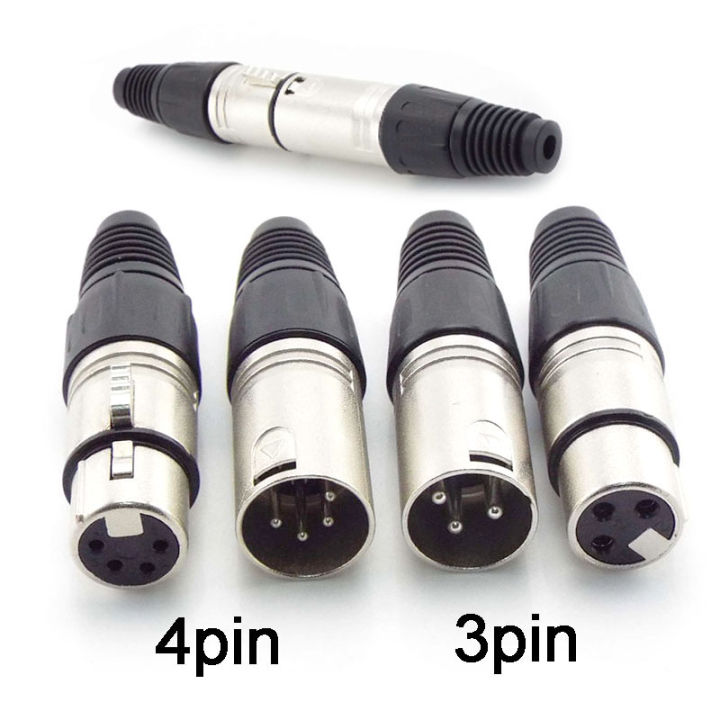 3 Pin 4 pin core XLR power Connector Adapter male female Audio Cable MIC Plug Jack Cannon
