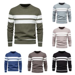 Men Knit Sweater Warm Pullovers Men Sweatshirt Casual Harajuku Jumper Fashion Sweater Stripe Pullover Knitwear Man Winter Clothe