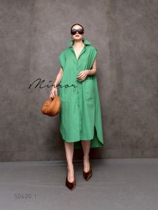 🔖Mirrorsister 50630.1 เดรสเชิ้ตแขนกุด คอปกตั้งได้ ทรงหลวมใส่สบาย แมทช์ง่ายกับทุกโอกาส