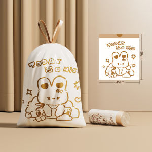 Justliving cao cấp dây rút in túi rác xách tay dây rút túi rác tái chế Thùng rác Thùng rác lót túi chịu nhiệt độ cao chống rò rỉ túi đựng rác tiện lợi dung tích lớn