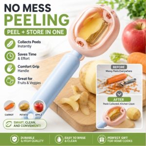 Multi-functional Peeler Potato And Fruit Peeler Dedicated Peeling Knife Kitchen Tool Portable Built-in Container Color-blocked Peeler With Storage Compartment
