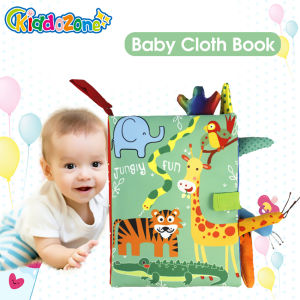 KiddoZone Soft Baby Cloth Books Early Learning Sensory Educational Toys Animal Cloth Book Fabric Books Kids Cartoon Animal Toy Book Rustle Sound 3D Tail Educational Touch and Feel Crinkle Books for Boys & Girls Toddler Infants Baby Children Toys
