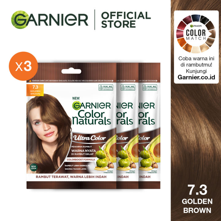 (PAKET HEMAT ISI 3) Garnier Color Naturals Ultra Color #7.3 Golden ...