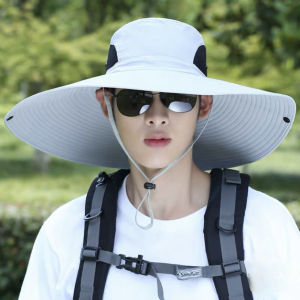 หมวกชาวประมงปีกกว้าง ปิดหน้า-ต้นคอ กันแดด กันฝุ่น กันร้อน กันลม สายปรับได้