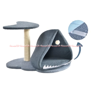 Paws n Tail Small Shark Grey Pohon Cakaran Garukan Bermain Untuk Kucing Model Ikan Paus Warna Abu Abu Tempat Main Hewan Alat Cakaran Kuku Model Rumah Simple