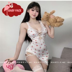 BABY FACE ชุดนอน ชุดนอนกระโปรง ชุดนอนสายเดี่ยว 🍁 มีไซส์ M-5XL น้ำหนัก 40-100 kg. สายไขว้อก โชว์อกเซ็กซี่ BF-475