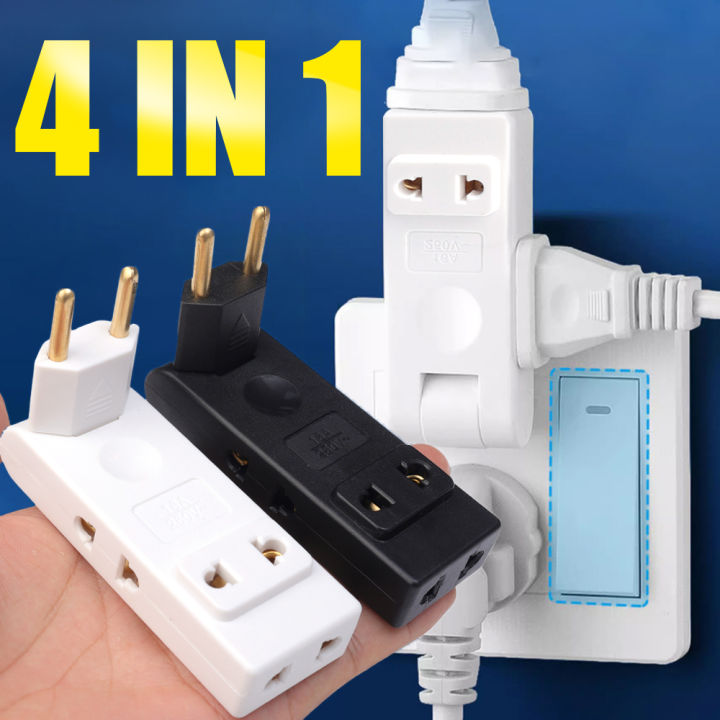 4 in 1 EU Electrical Socket 180 Degree Rotate Wall Outlet Extension