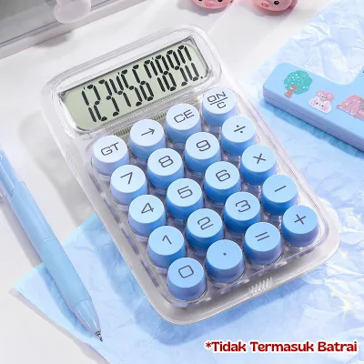 Kalkulator Model Transparan Mechanical Keyboard Kalkulator Akuntansi Alat tulis untuk pembelajaran siswa