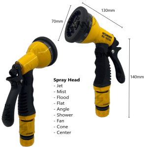 [SG STOCK] WATER SPRAYER 8 WAYS RC-2023A Head Adjustable Garden Cleaning Window Hose Nozzle Handheld Washer Gun