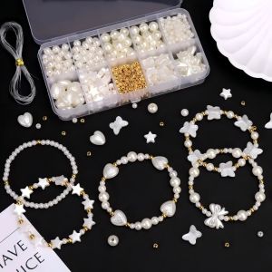 760Pcs Aesthetic Ocean Pearl Beads Kit Beads Bracelet Set Bracelet Making Kit Diy Beads Set Kit for Bracelets Jewelry Making and Crafts for Kids