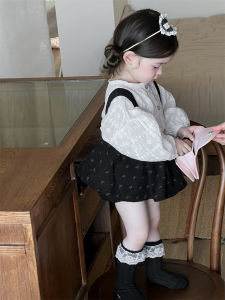 Childrens spring clothing 2026 Korean-style childrens clothing baby spring outfit girls doll shirt and overalls set spring collection