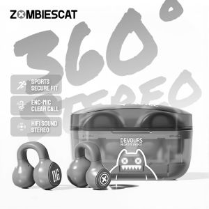 ZOMBIESCAT S4 Clip-On Wireless Bluetooth Earphones Noise Cancellation for Sports & Running Fashionable Design Earbuds