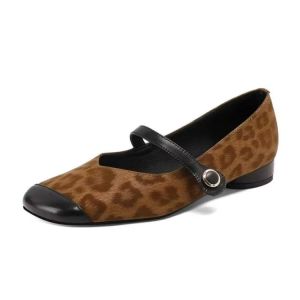 Free Shipping WomenS Single Shoes 2026 Autumn Collection New Retro Square-Toe Design With A Single-Strap Buckle Soft Leather Low Heel