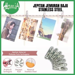 Jepitan Jemuran Baju Stainless Steel / Clothes Hanger Clips / Penjepit Gantungan Laundry Klip Kertas Foto Anti Karat Serbaguna - HOMIA