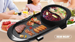 Bếp lẩu nướng BBQ 2 dây nguồn riêng Unika G867 không khói công suất 3000W - Tặng bộ thìa đũa inox
