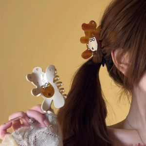 CUTE CLIP Kawaii Cartoon Bear Shark Clip Korean Style Swwet Small Hair Claw Lovely Creative Acetic Acid Carb Clip Girls