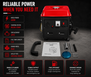 BUILDERS 3000W Gasoline Generator Portable Silent Power 4-Stroke High Power Double protection Low noise High Performance Air Cooled Household Generator