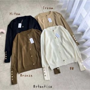 TARLA CARDIGAN BASIC KANCING GOLD TEBAL PREMIUM RAJUT POLOS