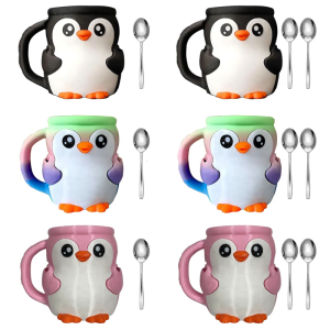 Insulated Treat Cup Holder With Surprise Tray Penguins Shape Design Dessert Organizers For Ice Cream Lover
