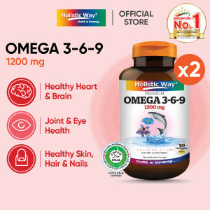 Holistic Way Premium Fish Oil Omega 3-6-9 1200mg – Supports Heart Brain Eye Joint Cholesterol & Skin Health — Halal  (100 Softgels per bottle)