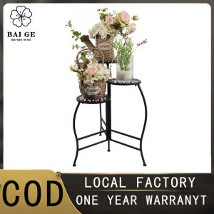 【Fast shipping 】BAIGE 3Tiers Disc flower rack Cart Plant Stand Flower Pot Plant Holder Display Rack Parisian Style Organizer Rack Perfect for Home Garden Patio