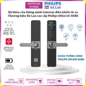 Bộ khóa cửa thông minh Gateway điều khiển từ xa vân tay thẻ từ mật khẩu và chìa cơ Philips DDL610-5HBS