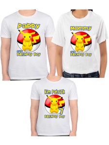 PIKACHU GRAPHIC DESIGN TSHIRT FOR KIDS TO ADULT FOR BIRTHDAY CUSTOMIZED / PERSONALIZED FREE NAME AND AGE