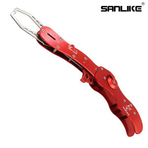 SANLIKE New Style Aluminium Alloy Fishing Lip Grip Fishing Controller Hook Foldable Fishing Tackle Tool Gripper with Lanyard Rope