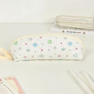 DIVATEN Polka Dot Print Pencil Case with Hand Strap Portable Pencil Pouch Korean Large Capacity Stationery Pouch Gift