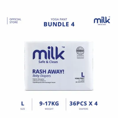 [BUNDLE] MILK Baby Diaper Yoga Pants M168 L144 XL120 XXL96 (4 packs)