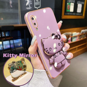 Casing Ponsel untuk Samsung A02 M02 A03 Core A04 A04E M04 F04 A02s M02s F02s Case Hello Kitty cermin lapisan casing ponsel penutup HP pelindung silikon softcase pembungkus penuh aliran kesing Phone Stands