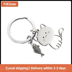 【Local shipping】 Phim hoạt hình vui nhộn mèo cá Keychain vài người yêu thích thép không gỉ Keyring đáng yêu Mặt dây chuyền Móc Chìa Khóa Ngày Valentine quà tặng trang sức