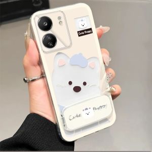 เคสสำหรับ XIAOMI POCO X7 PRO x7 REDMI A5 4G เคสศัพท์ เคสนิ่ม ซิลิโคนกันกระแทก ปกใส ดีไซน์ใหม่สวยงาม สุนัขน่ารักพร้อมที่วางกระจก TKXGDQZJ01