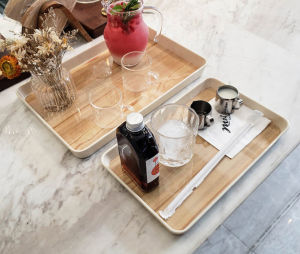 Minimalist Scandinavian Nordic Tray Japanese Diffuser Candle Party Tea Fruit Wooden Tray Desk Organizer