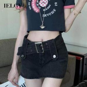 IELGY womens summer fashion denim half body a line culottes