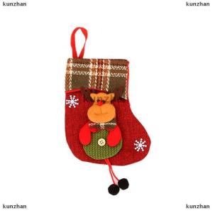 [COD] kunzhan Small Christmas Stockings Christmas Tree Ornaments Christmas Candy Gift Bag Socks Merry Christmas Santa Claus Snowman Elk