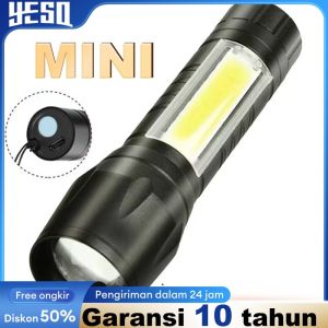 Senter Mini COB LED Light Lampu Rechargeable 3 Mode Waterproof Flashlight Lamp emergency Lampu