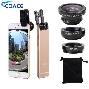 CoAce 3 In 1 Wide Angle Macro Fish Eye Lens Universal Mobile Phone Fisheye Lenses For iPhone Samsung Huawei Xiaomi Redmi