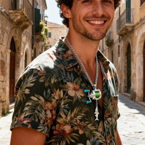 HEALMEYOU Rotatable Handle Mini Fishing Reel Charm Necklace Delicate Texture Solid Metal Material Outdoor Accessory Angler-Themed Design Smooth Surface Fisherman Pendant Jewelry Neck Wear